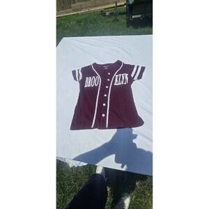 On Fire Branded Brooklyn Burgundy Button Button Jersey Tee Size Medium